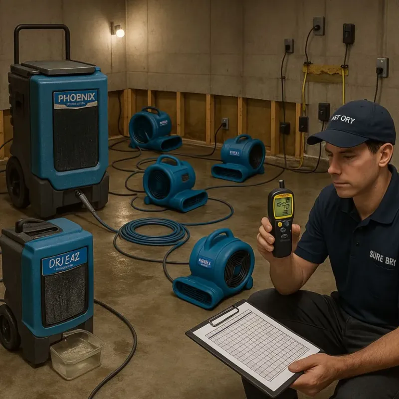 Structural Drying and Dehumidification process in Green Rock, IL